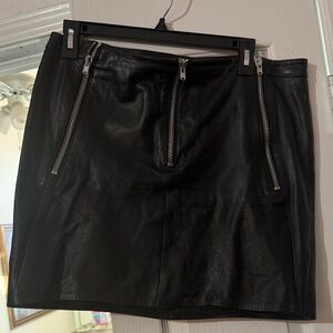 The Kooples Black Leather Mini Skirt with Zippers